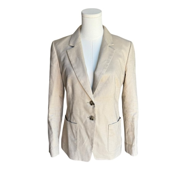 J. Crew - Refined Linen Beige Suit Blazer Jacket Sz 4 - Picture 2 of 7